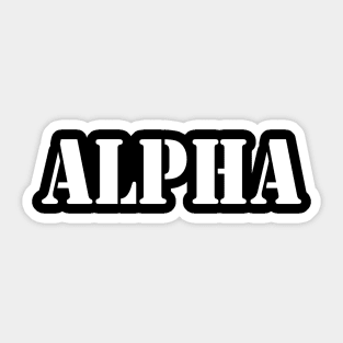 Alpha in white font, military style Sticker